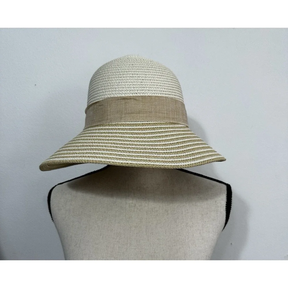 Tirabasso Wide Brim Hat Handmade Womens One Size Italy Natural Bow Travel Beachy